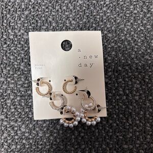 A New Day Gold Hoop Earrings with Pearls
